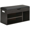 Shoe Storage Bench with Padded Cushion - Black