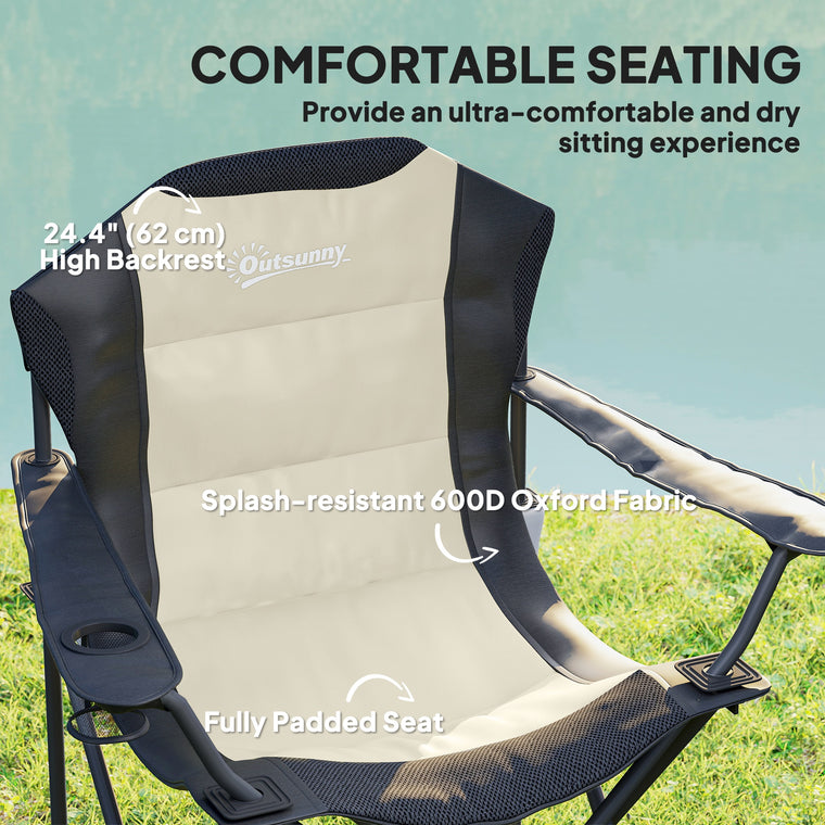 2-Piece Padded Folding Camping Chair with High Back