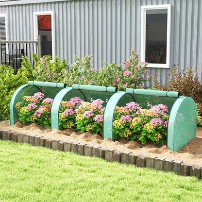 Green Mini Tunnel Greenhouse with PE Cover & Steel Frame