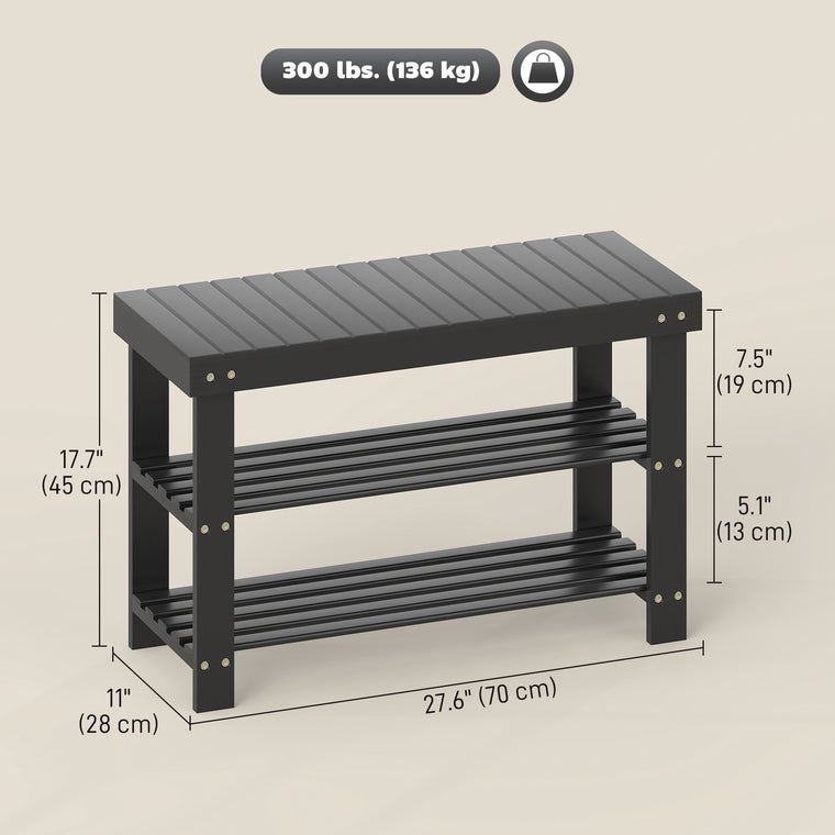 3-Tier Bamboo Shoe Storage Bench