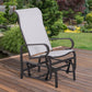 Outdoor Mesh Glider Swing Chair Patio Garden Rocking Gliding Seat Yard Porch Furniture, Brown Beige