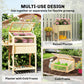 Raised Garden Bed Planter with Cold Frame, Wooden Elevated Planter Box with Folding Side Table and Shelf, Natural Wood