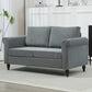 Vintage Loveseat, Upholstered Love Seat Furniture, Fabric 2 Seater Sofa with Rolled Arms, Rubber Wood Legs, Grey