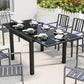 Aluminum Expandable Outdoor Dining Table with Tempered Glass Tabletop and Aluminum Frame, for Garden, Backyard, Black