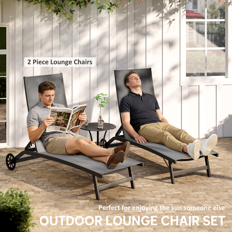 2-Piece Tanning Chair Set with Wheels & Breathable Mesh