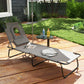 Adjustable Outdoor Lounge Chair, Garden Folding Chaise Lounge with Face Hole Reclining Tanning Chair Seat, Folding Camping Beach Lounging Bed w/ Support Pillow, Grey
