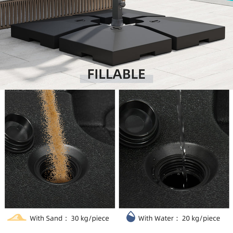 4-Piece Square Cantilever Umbrella Weighted Base Stand