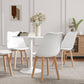 Round Dining Table Set for 4 with Pedestal Base, PU Padded Seats, for Small Space, Apartment, White