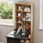 Fold-out Convertible Office Desk, Wall Mount Computer Desk with Blackboard and Side Shelf, Rustic Brown