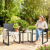 Outdoor Bistro Set, 3 Piece Wicker Patio Furniture with Mesh Seat, Glass Table, Cushions for Porch, Balcony, Cream White