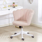 Office Chair, Armless Swivel Desk Chair with Adjustable Height, Backrest, Tilt Function for Office, Vanity, Pink