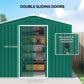 8' x 6' Outdoor Storage Shed, Metal Garden Tool Storage House with Lockable Sliding Doors and Vents, Green