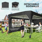 10 x 20 ft Pop Up Canopy Tent with Reflective Strips, UPF 50+ Easy up Instant Canopy with 6 Sandbags, Black