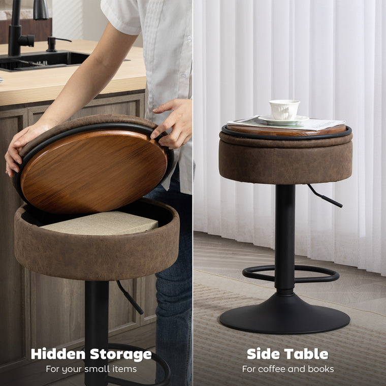 Swivel Bar Stools Set of 2 with Storage