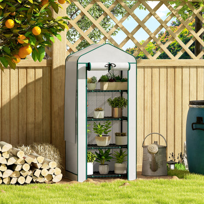 Mini Greenhouse with Screen Roof, Portable Small Greenhouse with Roll-Up Zipper Door - 27.6" x 19.7" x 62.2"