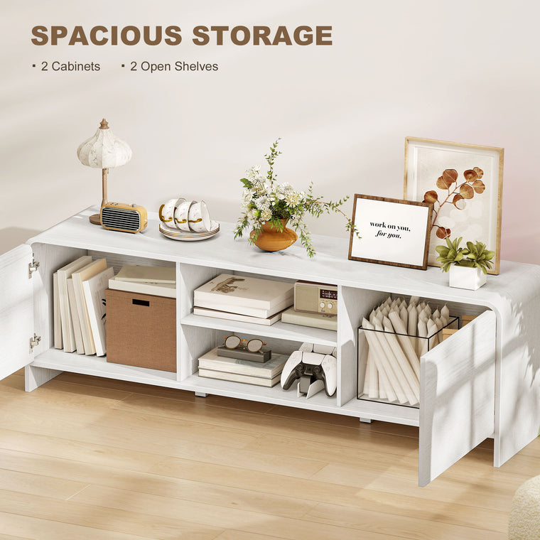 65" Nordic TV Stand with 2 Cabinets - White