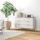 Modern Chest of Drawers 6 Drawer Dresser for Bedroom with Gold Legs and Handles, White