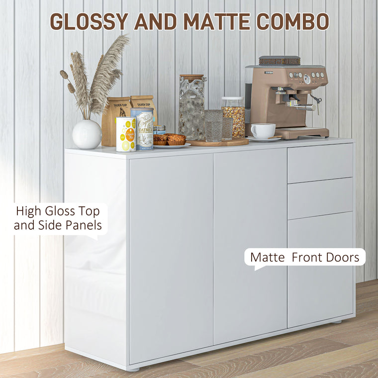 Coffee Bar Sideboard Cabinet with 2 Drawers - White