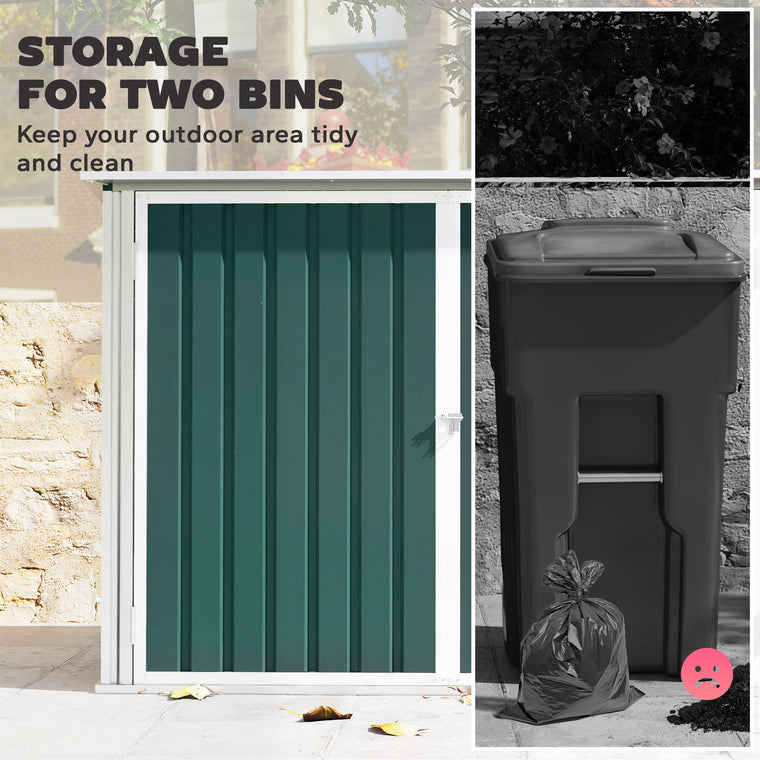 Steel Wheelie Trash Can Shed with Double Door