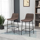 Bar Stools Set of 2, Upholstered Counter Height Bar Chairs, 26" (66 cm) Kitchen Stools with Steel Legs for Dining Area, Kitchen Aisle, Coffee