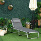 Folding Lounge Chair, Patio Lounger with Headrest, 5-Level Adjustable Backrest, and Aluminum Frame, Black - Grey