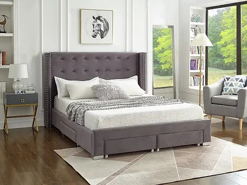 Mira Platform Wing Bed with Storage
