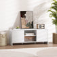 TV Stand for up to 55 Inch TV, Nordic Entertainment Center with 2 Cabinets and 2 Open Shelves for Living Room, White