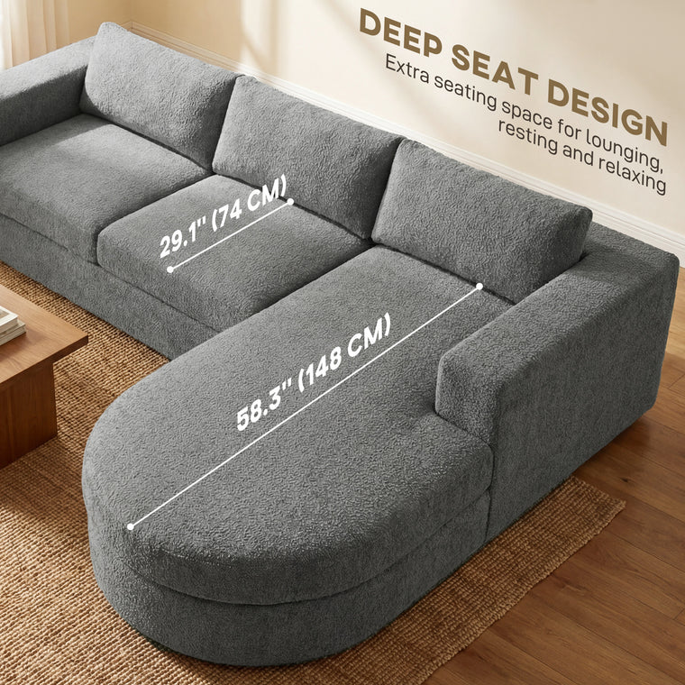 Cloud L-Shaped Modular Sectional with Deep Seat - Dark Grey