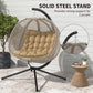Double Egg Chair with Stand, 2 Person Hanging Swing Egg Chair with Cushion, Pockets, Khaki