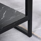 2-Tier Coffee Table with Storage Shelf, Cocktail Table with Marble Textured Table Top, for Living Room Bedroom Dorm, Black