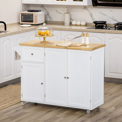 Rolling Kitchen Island with Drawer and Cabinets