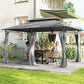 10' x 13' Double Roof Patio Gazebo, Outdoor Gazebo with Curtains, for Garden, Lawn, Backyard and Deck, Dark Grey