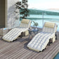2-Piece Folding Lounge Chairs with Adjustable Backrest, Tanning Chair with Cushion, Side Pocket, Headrest, Beige