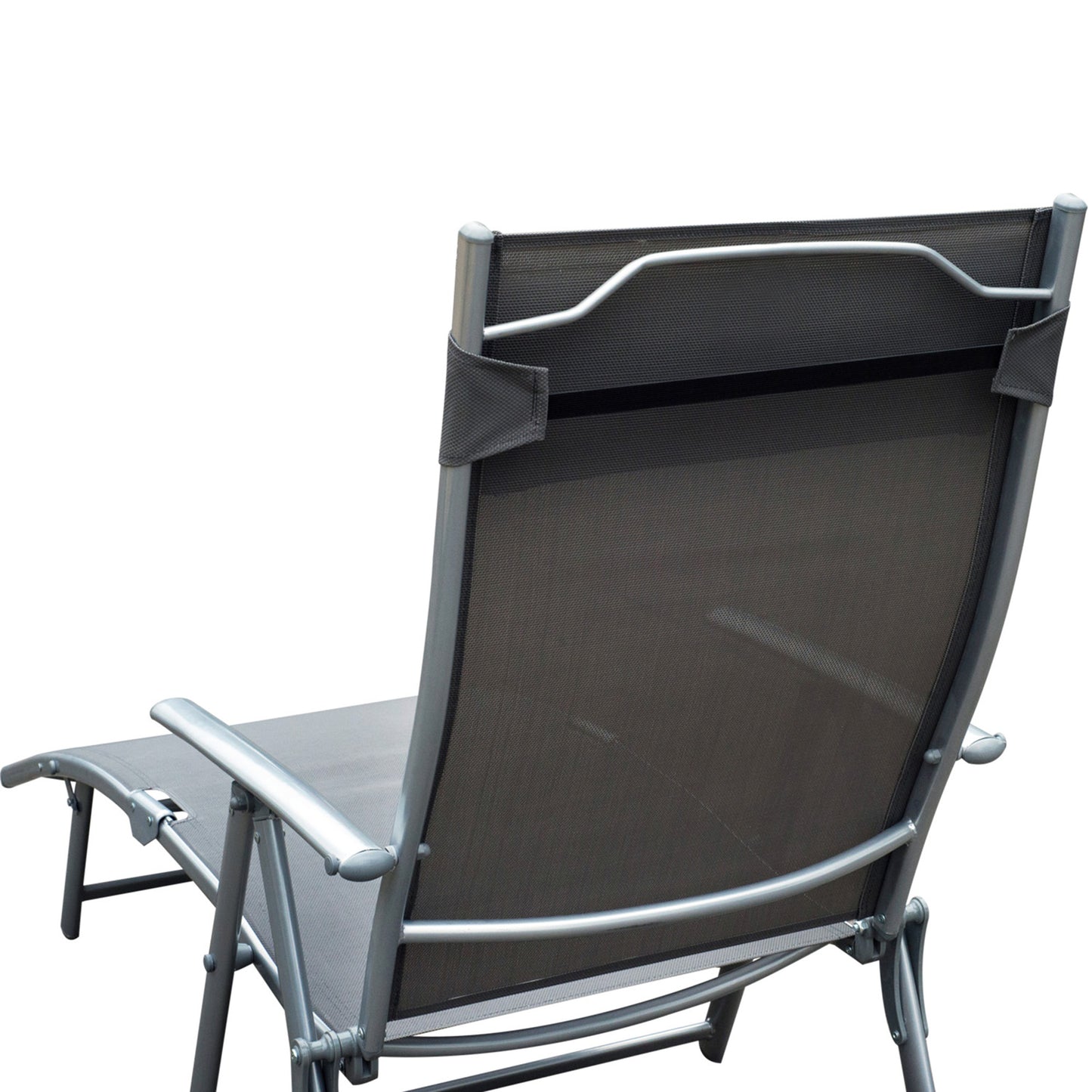 Outdoor Folding Chaise Lounge Chair Steel Portable Recliner with 7 Adjustable Backrest Positions, Red
