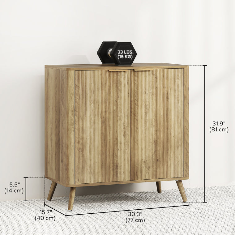 55" Sideboard with Fluted Doors - White