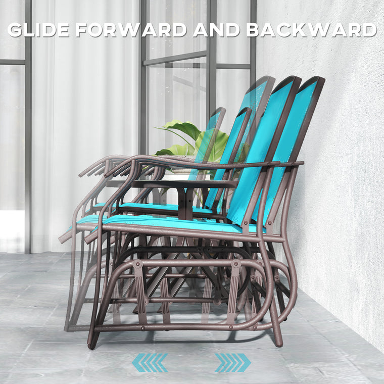 3-Piece Patio Glider Set with Mesh Seat & Glass Table