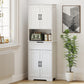 Kitchen Buffet with Hutch, 68" Tall Kitchen Pantry Cabinet with Small Open Counter, 4 Doors, Drawer, White