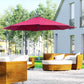 10' Deluxe Patio Umbrella, Outdoor Market Parasol, Banana Hanging Offset Sunshade with Crank, Cross Base, Wine Red