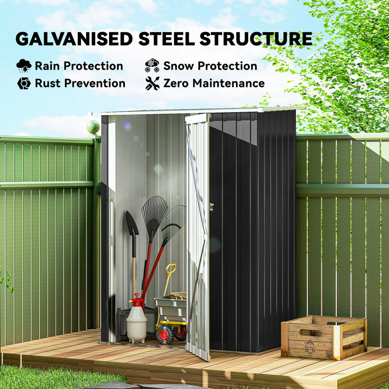 5' x 3' Metal Garden Shed with Lockable Doors and Sloped Roof
