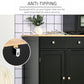Modern Sideboard, Buffet Cabinet with Storage Cabinets, Drawers and Adjustable Shelves for Living Room, Black