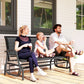 3-Seat Outdoor Glider Chair, Patio Rocking Chair, Steel Frame, Sling Fabric Seat for Garden, Backyard, Lawn, Grey