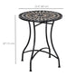 Mosaic Patio Table, Round Coffee Table with Metal Frame, Garden Furniture for Outdoor, Poolside, Black
