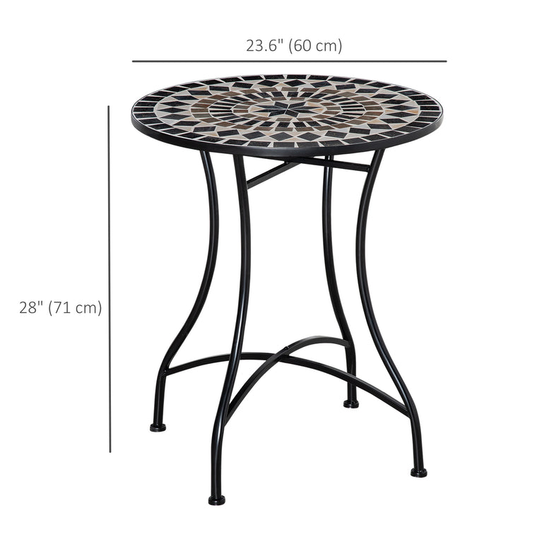 Mosaic Round Coffee Table with Metal Frame