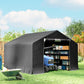 10' x 10' Portable Shed, Waterproof Bike Tent with Roll-up Zipper Door and Reinforced Galvanised Metal Frame, Dark Grey