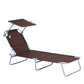 Outdoor Lounge Chair, Adjustable Folding Chaise Lounge, Tanning Chair with Sun Shade for Beach, Camping, Hiking, Backyard, Light Grey