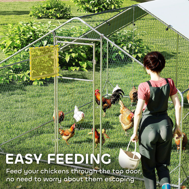 Large Metal Chicken Run with Waterproof Cover for 12-18 Chickens