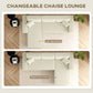 Corduroy L-Shape Corner Sectional Sofa - Cream White