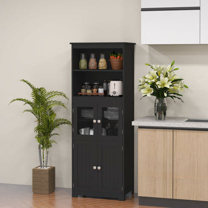63" Buffet with Hutch and 4 Doors - Black