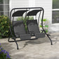 2-Seater Outdoor Porch Swing with Canopy, Patio Swing Chair for Garden, Poolside, Backyard, Black