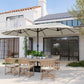 15' Outdoor Patio Umbrella with Twin Canopy Sunshade Steel Table Umbrella w/ Lift Crank, Cross base, Sandbag, Cream